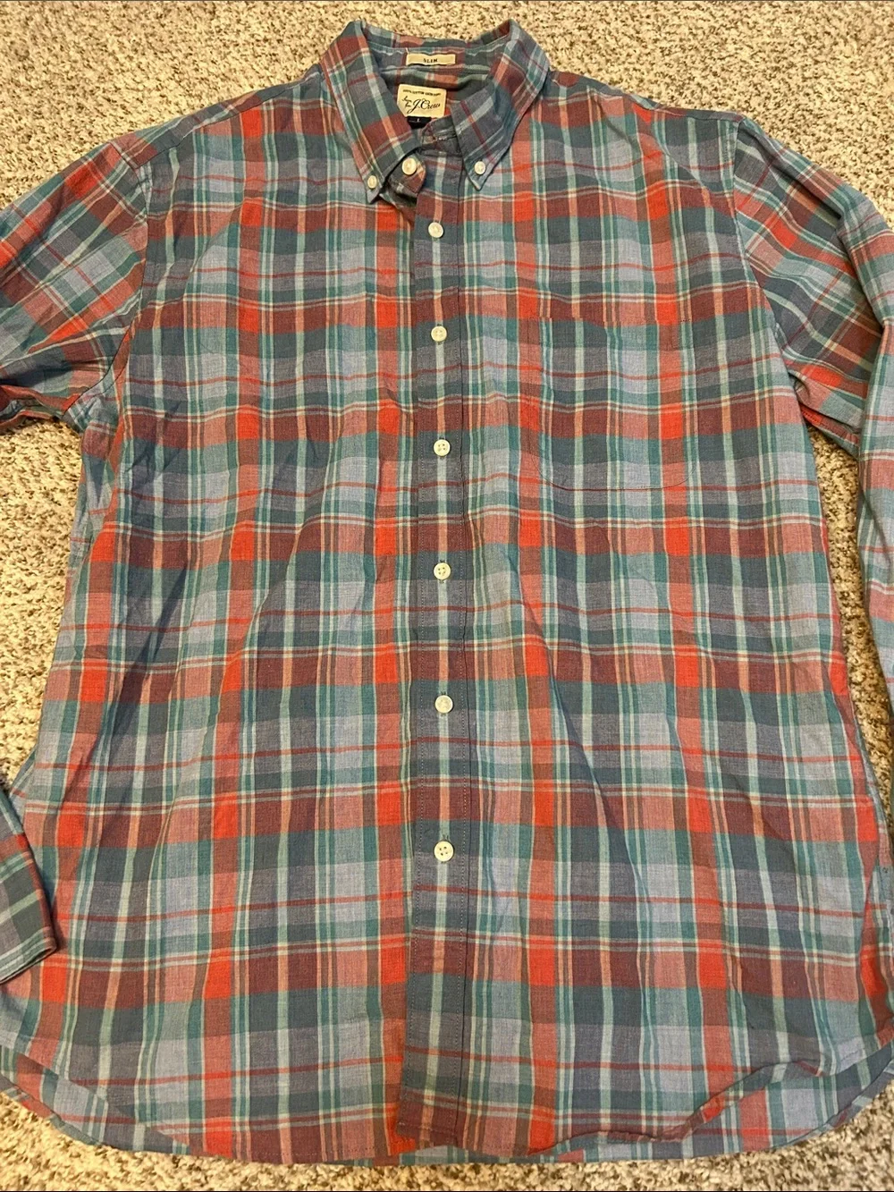J Crew Men's Plaid Button-Down Shirt Slim